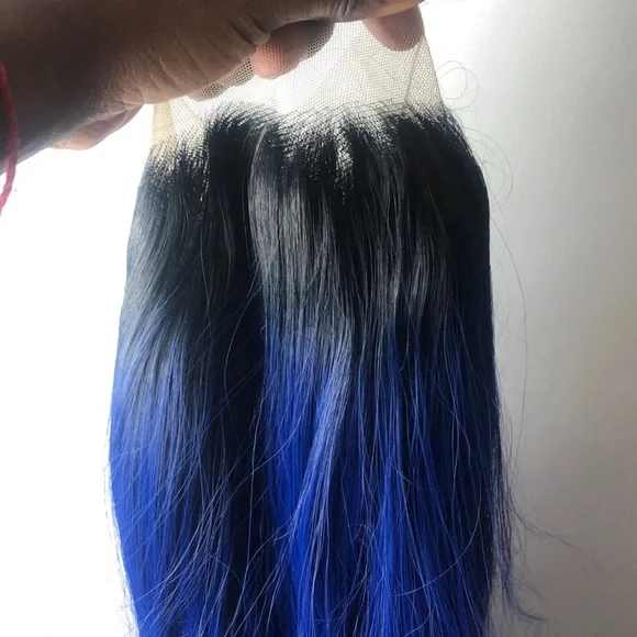 K Jenner blue ombre straight lace front wig *NEW*